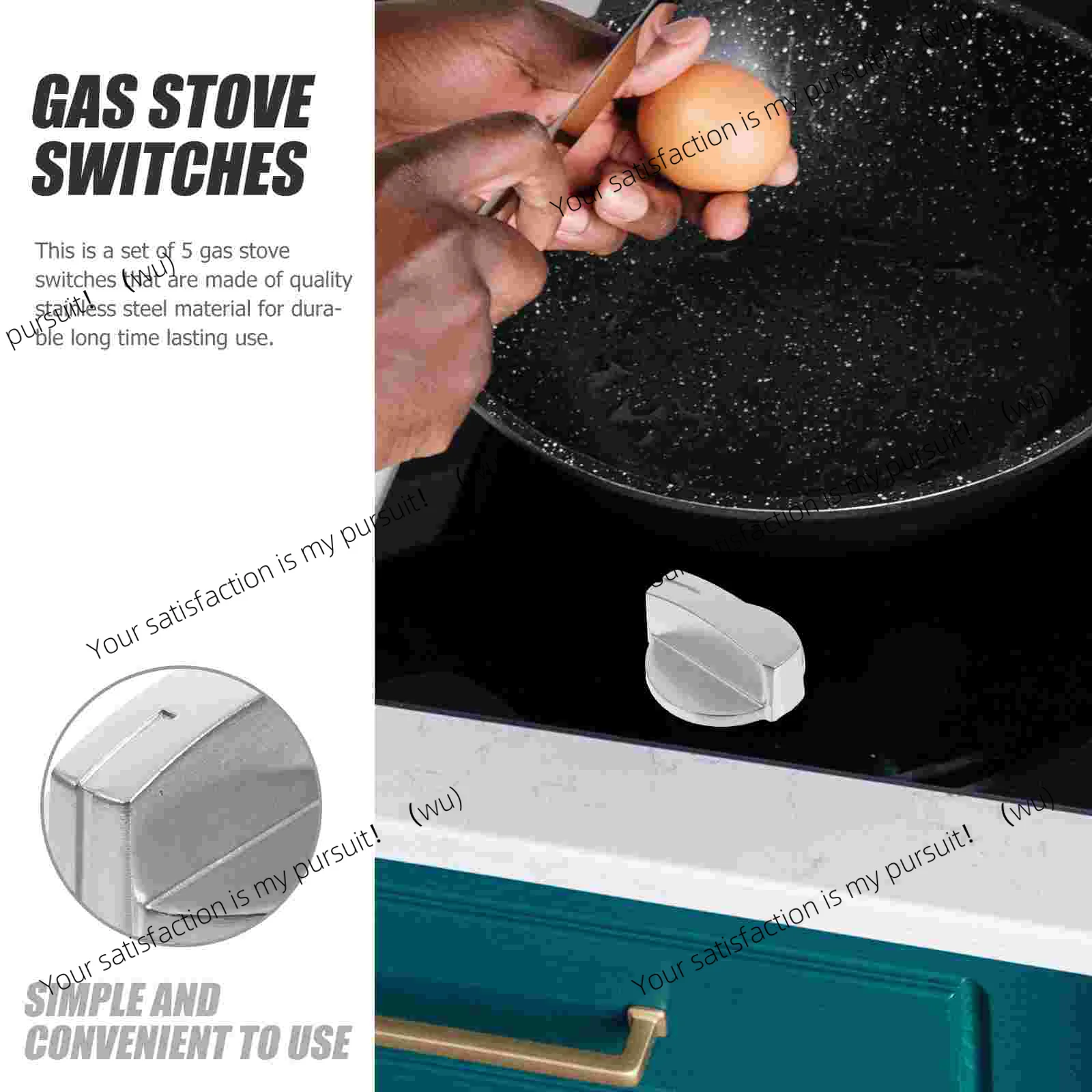 5 Pcs Cookware Metal Switch Knob Gas Stove Oven Knobs Cooker Accessory Control for