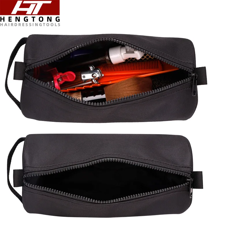 Professional Barber Scissors Organizer Case, Multi-Pocket Zipper Cosmetic Makeup Tool Bag, Portable Nylon Cylinder Pouch