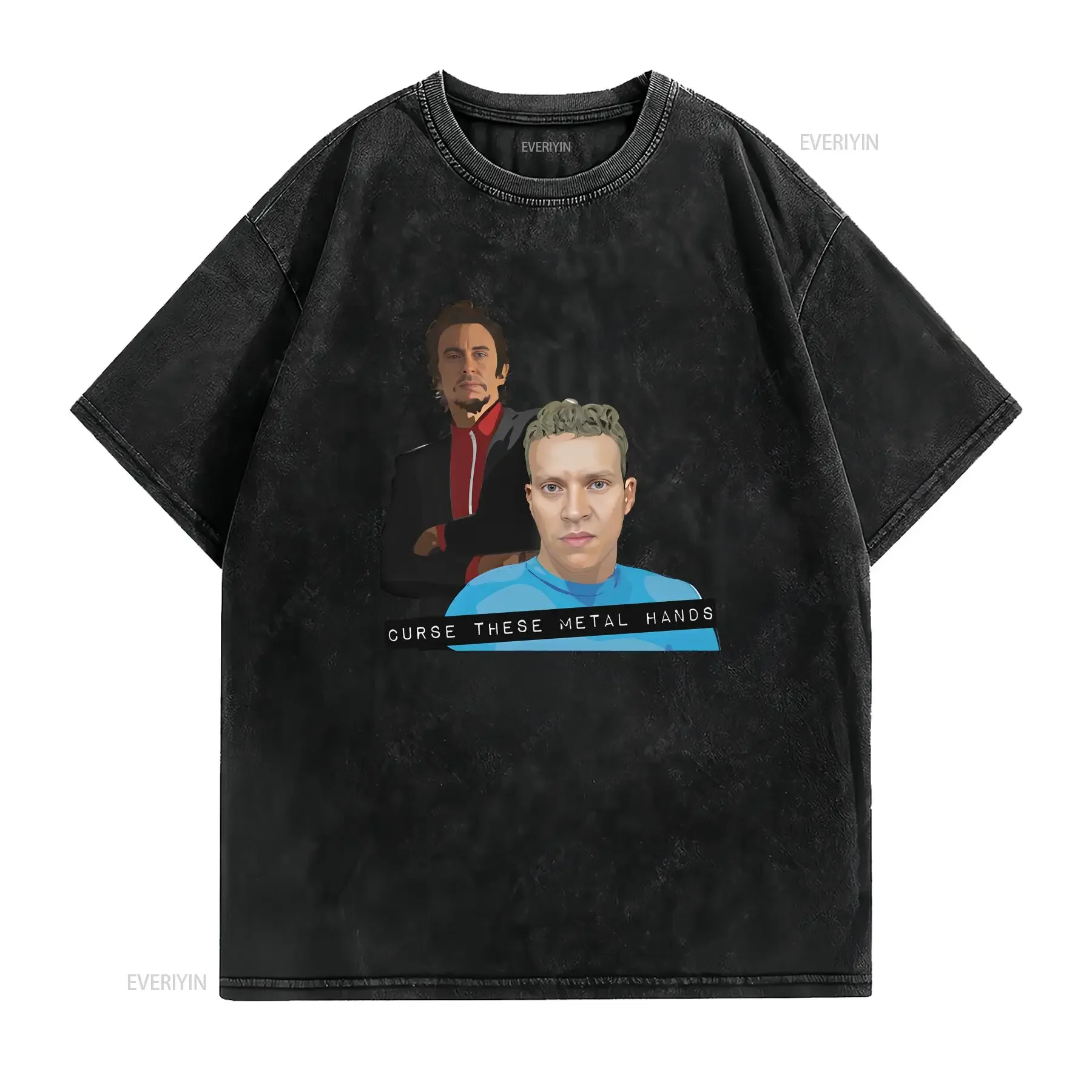 تي شيرت Peep Show سوبر هانز باند Superhans Jez عتيق مغسول ملابس الشارع ممتدة قليلاً قابلة للتنفس كاجوال أنيق