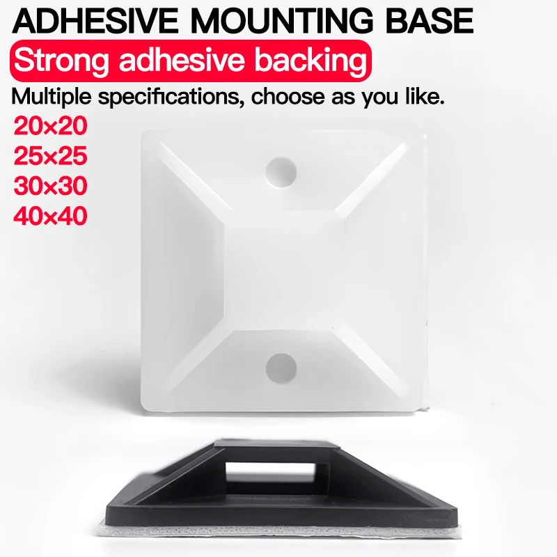 

250/500/1000PCS Durable Cable Wire Mounts, Adhesive Backed Wall Clip Clamp Zip Tie Holder Base for Daily Use