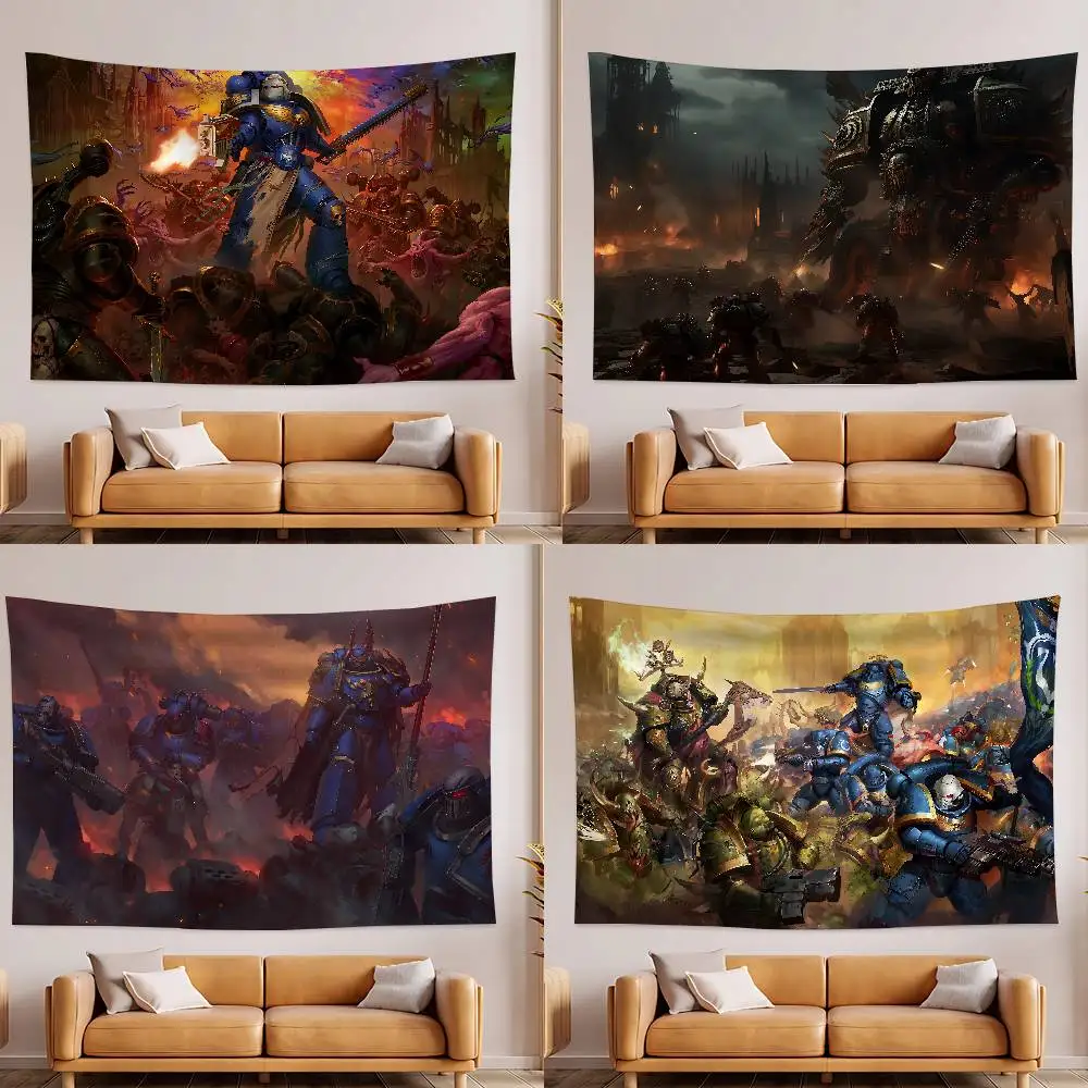 

Cool H-Warhammer-W 40k Tapestry Wall Hanging Tapestry Art Deco Style Blanket Curtain Home Bedroom Living Room Decoration