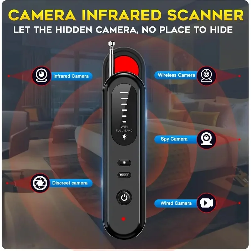 Hidden Camera Detector 2026 Portable Camera Finder, GPS Tracker Detector, RF Wireless Signal Scanner for Office, Hotels, Cars