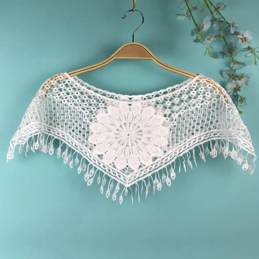 

Women Shawl Breathable Jacquard Weave Sweet Thin Evening Shawl Hollow Out Lace See-through Women Short Cape For Party
