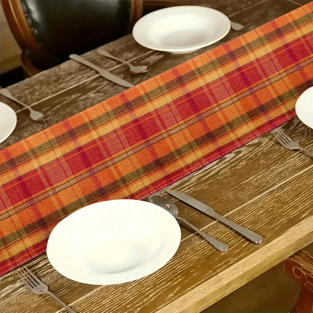 1pc Heavy-Duty Plaid Table Runner - Autumn & Winter Dining Decor, Seasonal Kitchen Table Decoration,Multi-Size Options