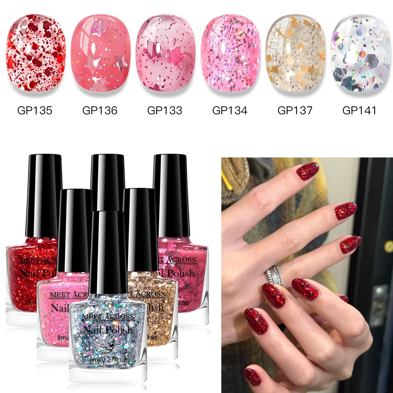 6pcs/set 8ml Water-Based Nail Polish Long Lasting Quick Drying No Need of Lamp to Cure Vernis for Nails Manicure Nail Supplies