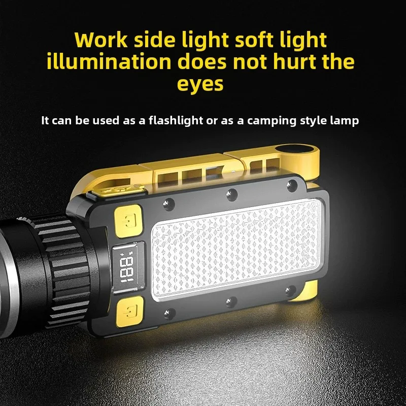 New Super Bright Rechargeable Flashlight with Magnet – Foldable Multi-Functional Camping/Car Repair Warning Work Light