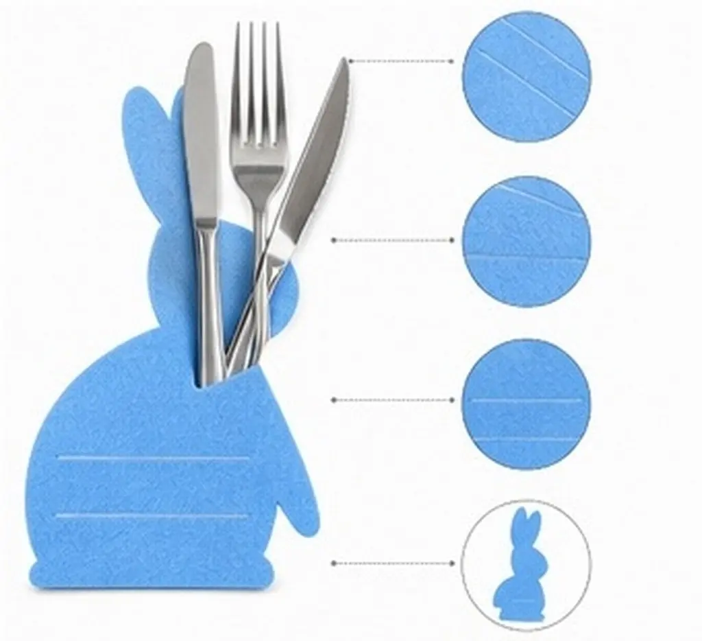 Easter Tableware Bag – Rabbit Style Cutlery Pouch Set for Silverware Storage & Festive Table Decoration