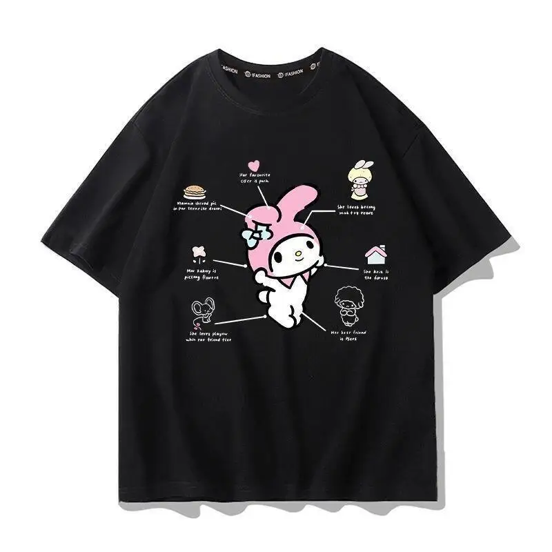 Sanrio Short Sleeved T-Shirt, Pompom Purins Girls' Summer Slimming Cartoon Cute Pure Cotton Loose Fitting Clothes Leisure Tops - view 3