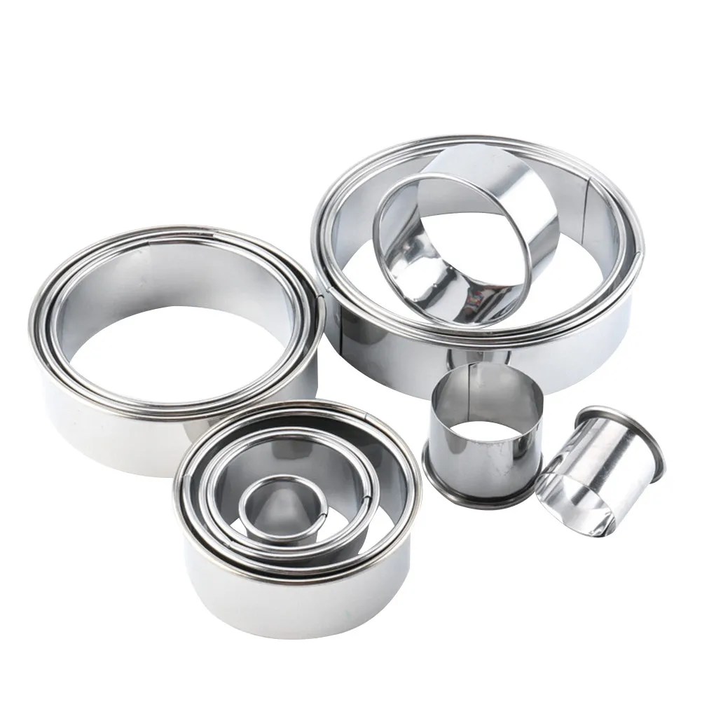 14Pcs Round Shape Biscuit Cutters Stainless Steel Baking Mold Set DIY Cookie Pastry Fondant Cutter for Christmas Valentine