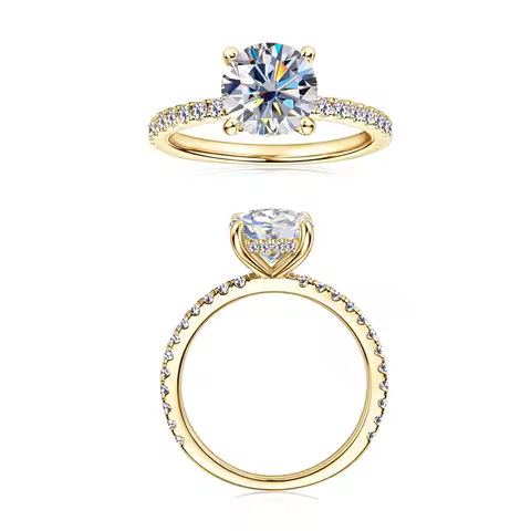 8mm 2.0CT Moissanite Solitaire Ring for Women 18k Gold Plated 925 Silver Engagement Wedding Promise Rings Finger Bands Jewelry
