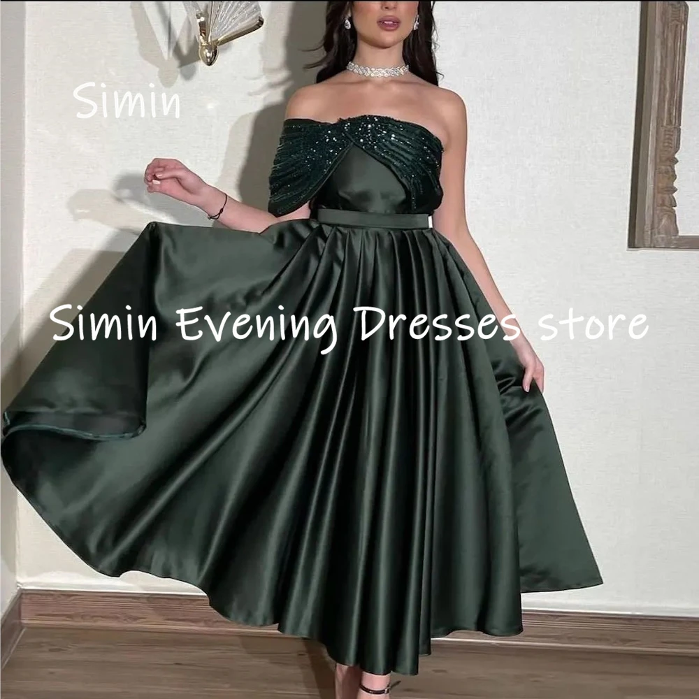 

Simin Satin A-line One-shoulder Sequins Ruffle Formal Prom Gown Ankle-length Evening Elegant Party dresses for women 2023