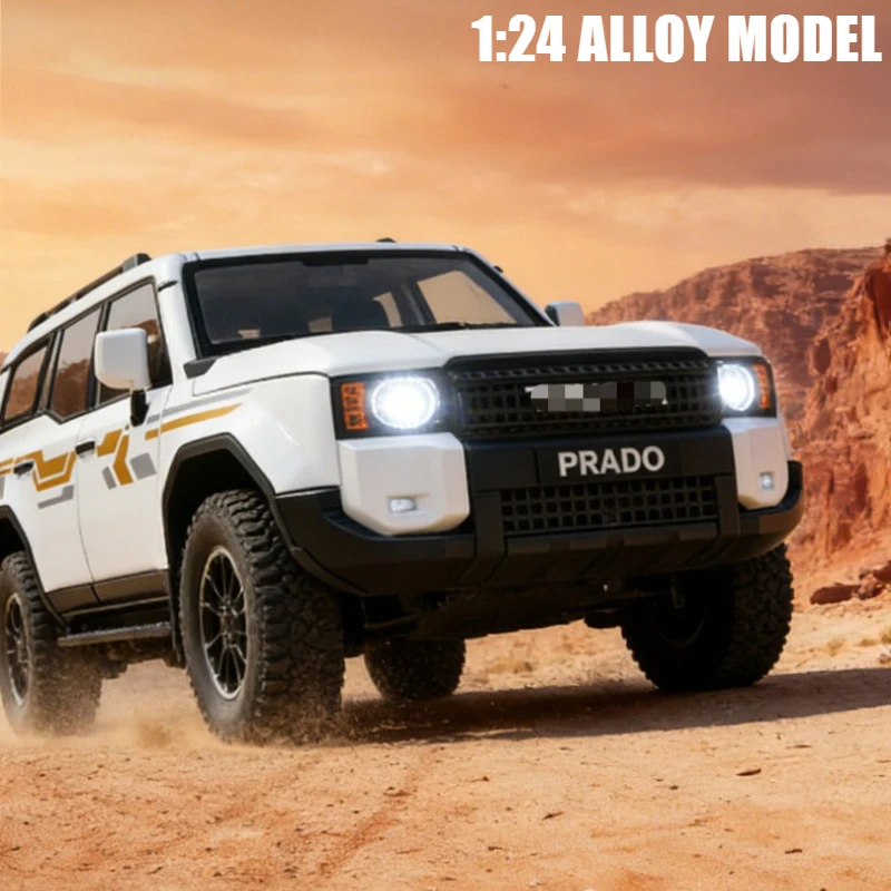 

1:24 Prado SUV Alloy Car Model Diecasts Metal Off-Road Vehicles Model Sound Light Simulation Collection Kids Toy Gift