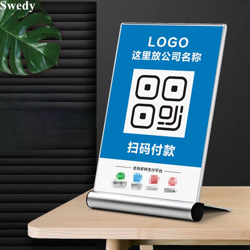 5 PCS A6 10x15cm Aluminum Acrylic Sign Holder Display Stand Photo Picture Poster Frame Restaurant Menu Paper Price Label Holder