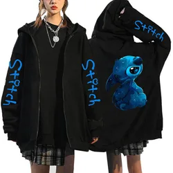 Hoodie fermuar karikatür kış Disney dikiş fermuarlı kapüşonlu svetşört kadın Harajuku sevimli Anime kazak Manga Streetwear Hoody kadın