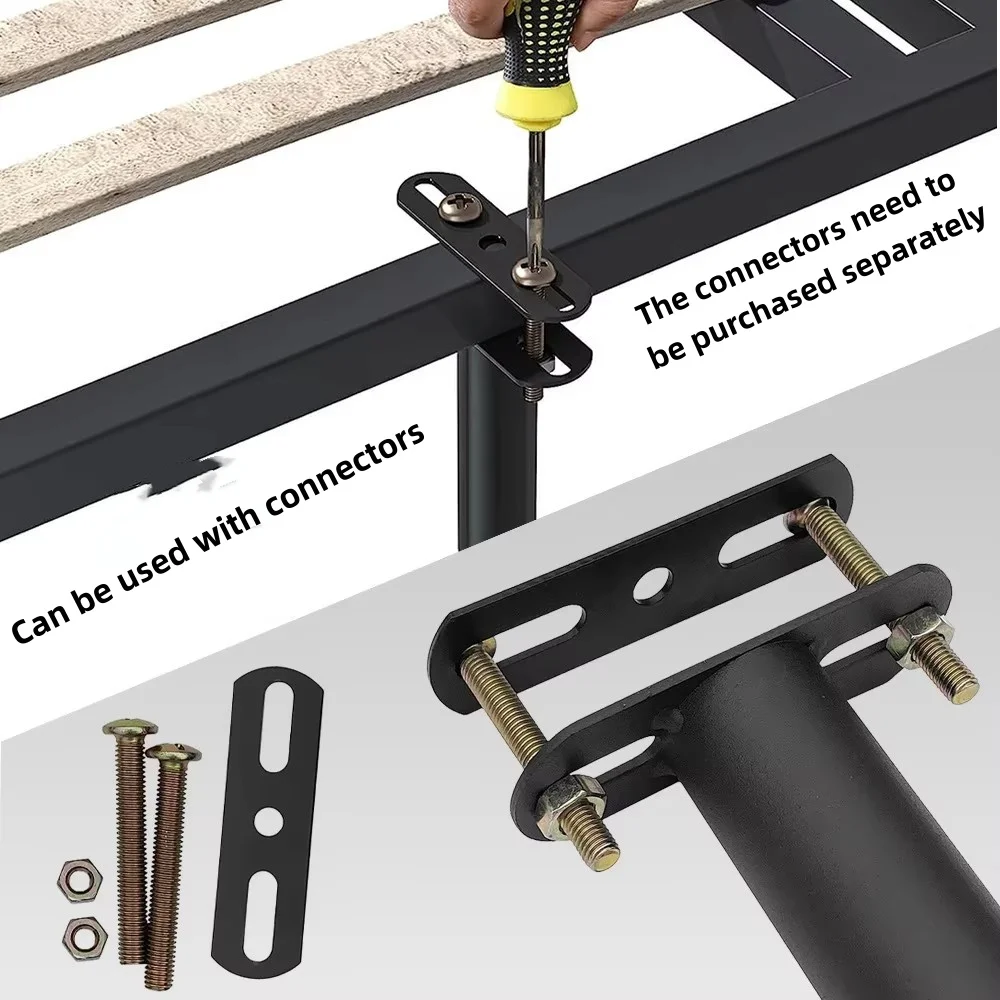 Adjustable Height: 4pcs Bed Frame Support Legs Sturdy Steel with Rubber Base for Stability Suitable for Queen and King Size Beds