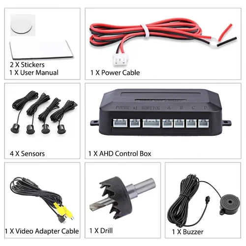 Imagen 2 del producto FirstSafe Factory CVBS AHD Video Parking 4 sensores Car Reverse Backup zumbador trasero sistema de Monitor de Radar compatible con sistema Android