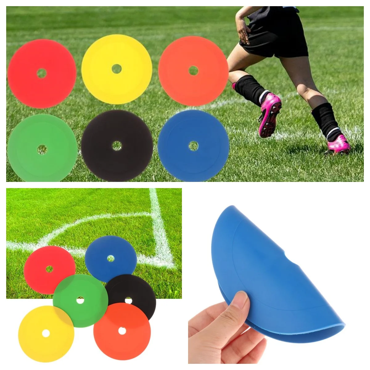 

10 шт., футбольные плоские конусы, маркерный диск с отверстиями, футбол, баскетбол, спортивные скоростные тренировочные принадлежности, маркеры