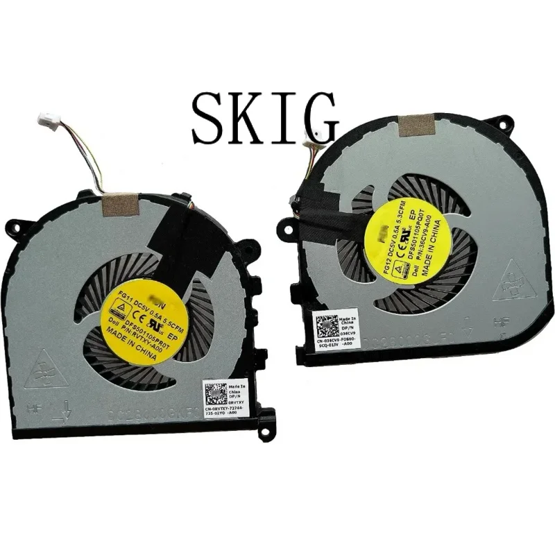 

Replacement Laptop CPU GPU Cooling Fan for Dell XPS 15 9550 Precision 5510 Series 036CV9 0RVTXY （Second hand accessories）