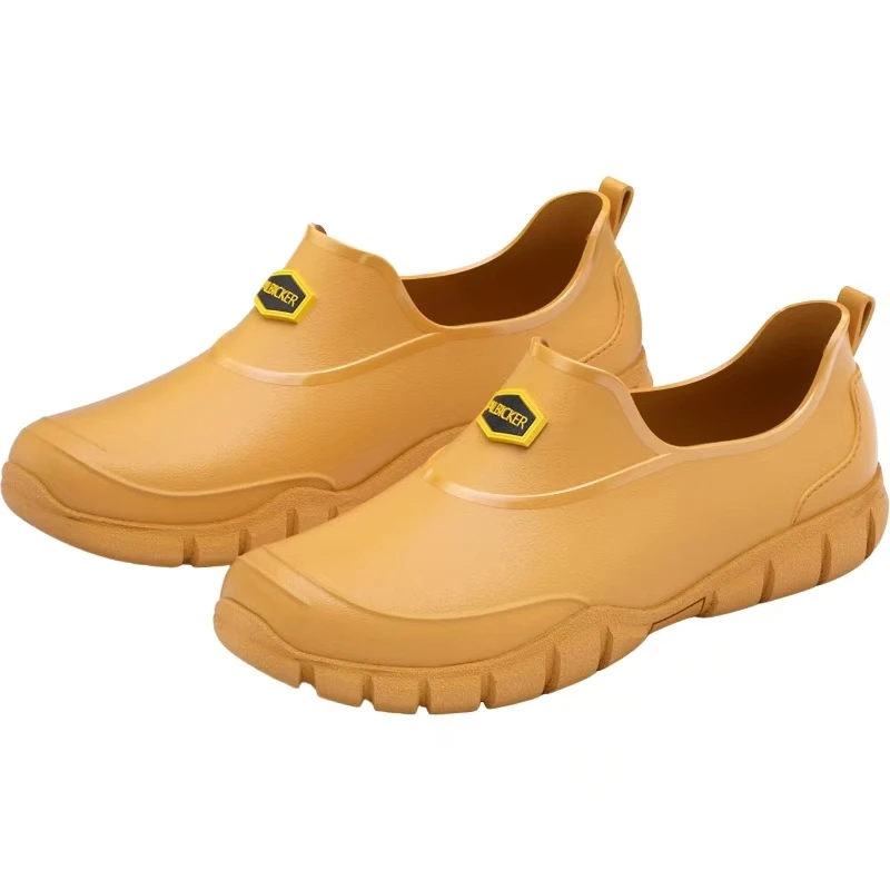 

Men New Low Top Flat Sole Rain Shoes Thick Sole Non slip Waterproof Kitchen Work Shoes Chef Shoes Outdoor Protection Shoes