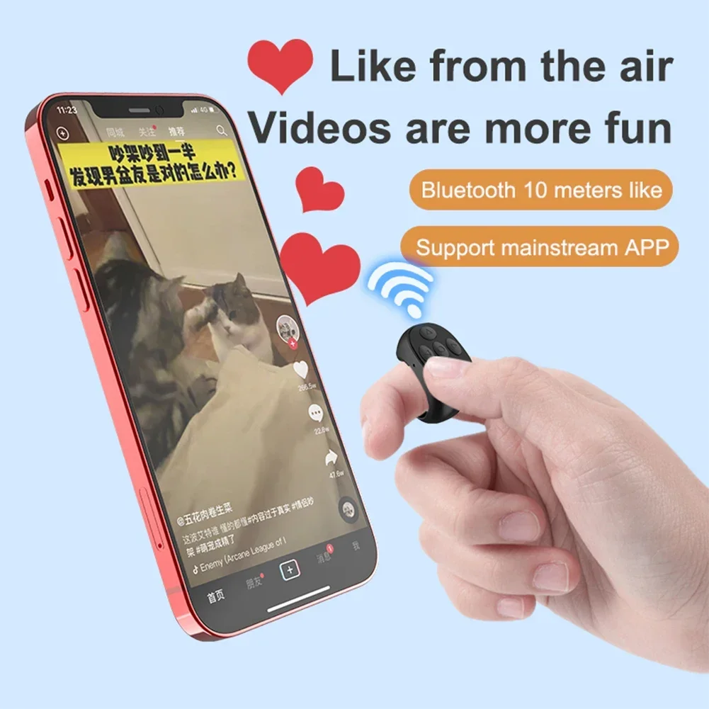 10M Page Turning Ring Roller Camera Shutter Music Controller for Xiaomi Apple Tiktok Scrolling Ring Mobile Selfie Remote Control