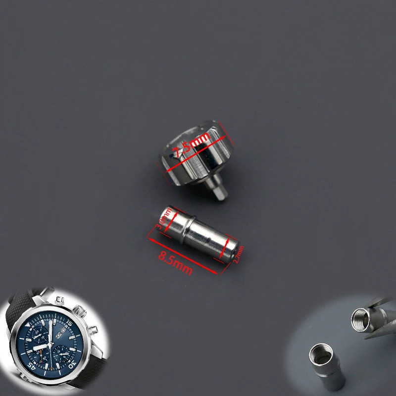 7.5mm Watch Crown With Tube Fit Aquatimer Family Chronograph Watches Series Replacement Accessories Case Screw Crown Tube