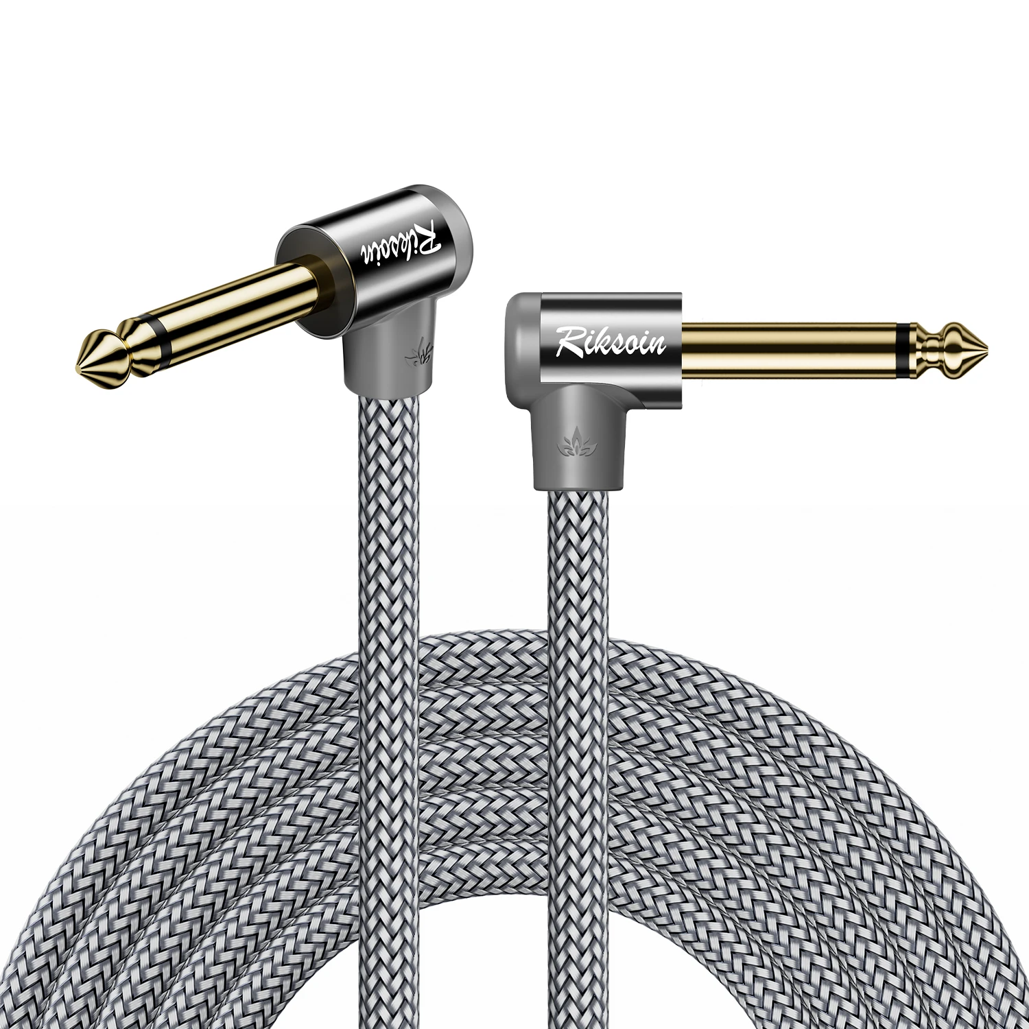 6.35mm Instrument Cable, Dual1/4 Inch Male to Male 90 Degree Right Angle Guitar Bass AMP Audio Cable Hi-Fi Stereo Sound Cord