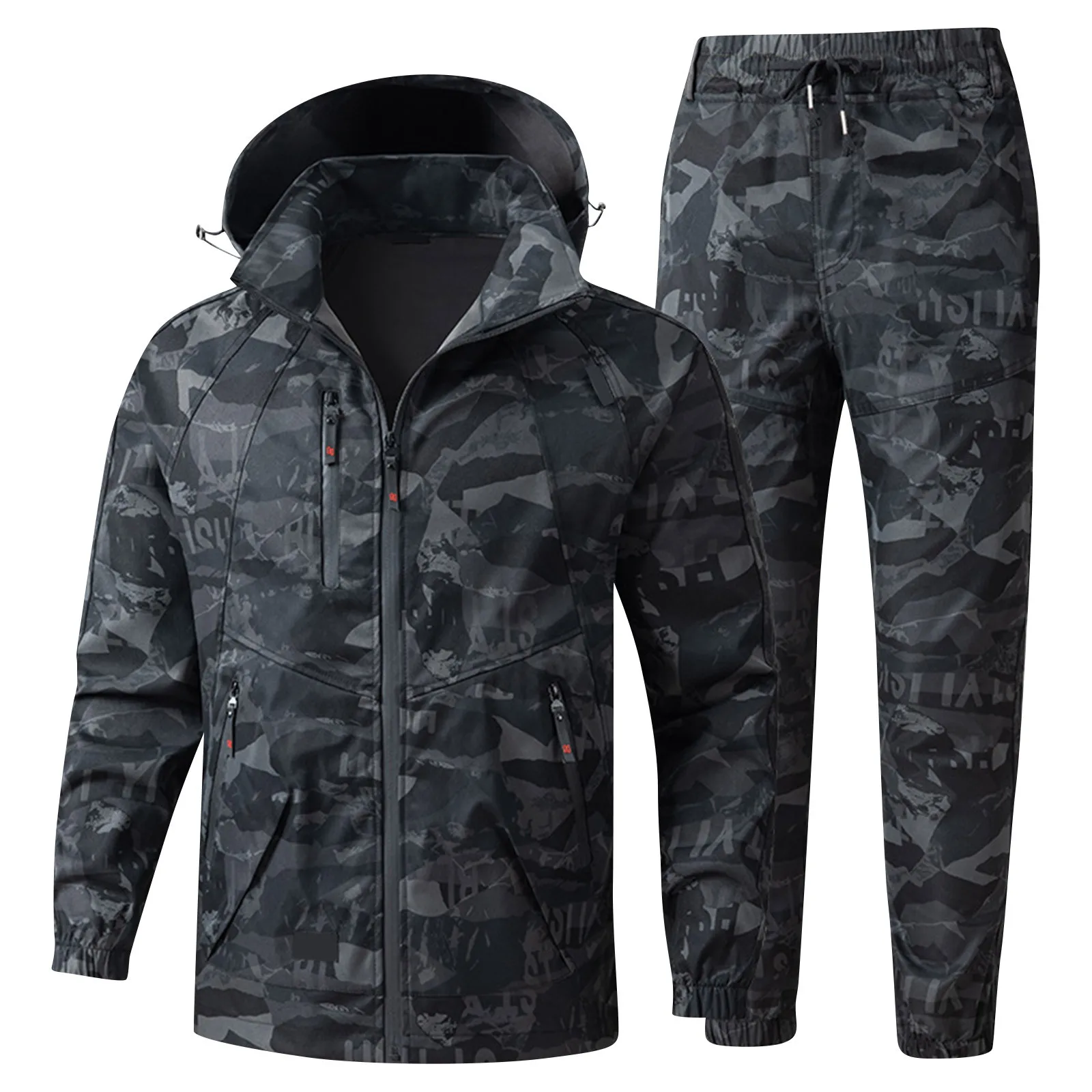 

Men's Camouflage Waterproof Hiking Jacket Pants Set Fall 2025 Outdoor Workwear Durable Windproof Raincoat Two Piece Suit
