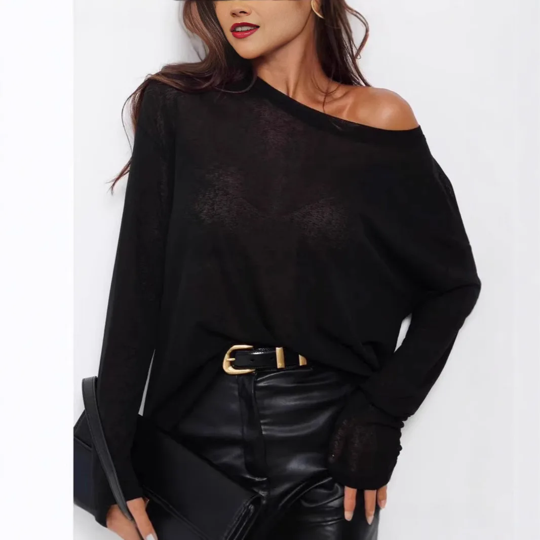 

Laid-ba Sle Loose Fit Long Sve round Ne Color Top Comfortable Casual Faion plus Size Women's Clothing