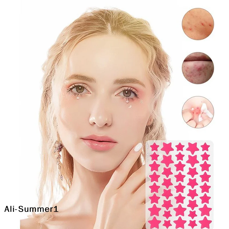 【E】200/400 قطعة مجموعة ملونة من رقع حب الشباب على شكل نجمة القلب من نوع بثرة ملصق PE خافي عيوب الوجه وعلامات حب الشباب غطاء رقع