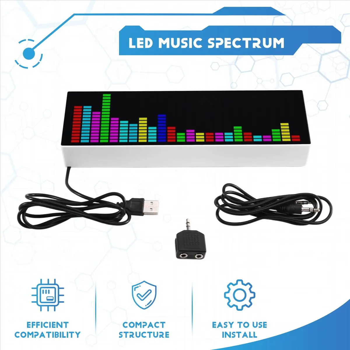 

Красочный RGB светодиодный музыкальный спектр USB голосовое управление линия управления двухрежимные электронные часы дисплей