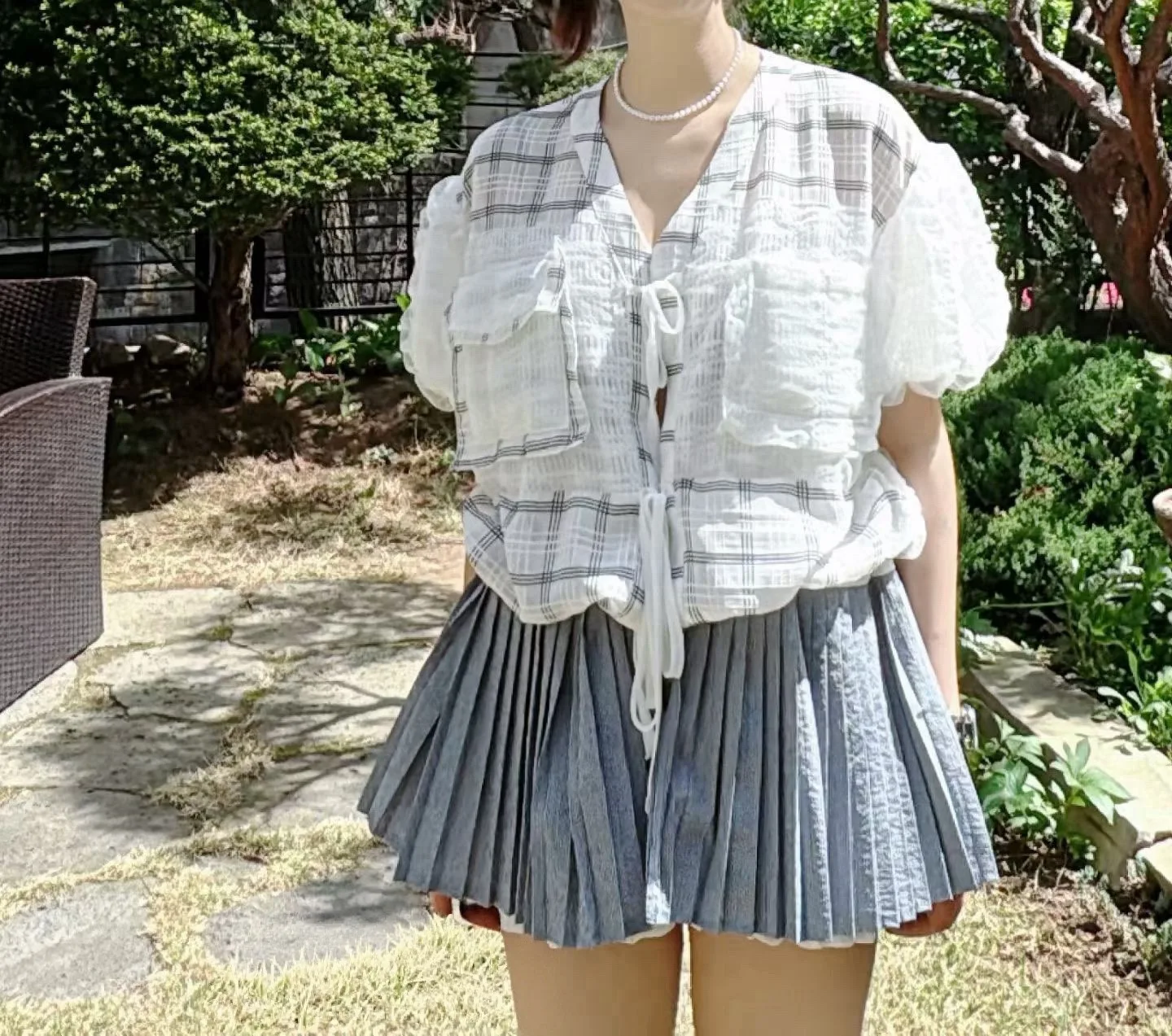 

Chic Short Sleeve Shirt Dress Women's Summer New Arrival Dongda Gate Fashion Bubble Sleeve V-neck Cotton Blend Comfortable Br...