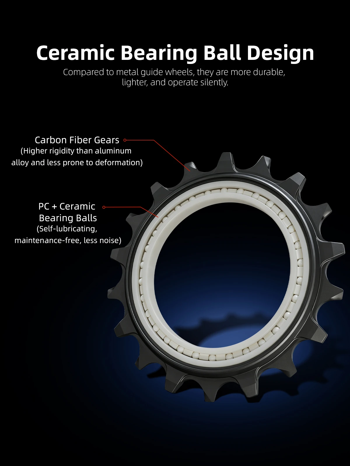 CYCLAMI 18T Keramiklager Fahrrad-Umlenkrolle für MTB Rennrad Hohl 10 11 12 Gang Fahrrad-Führungsteile – Detail 9