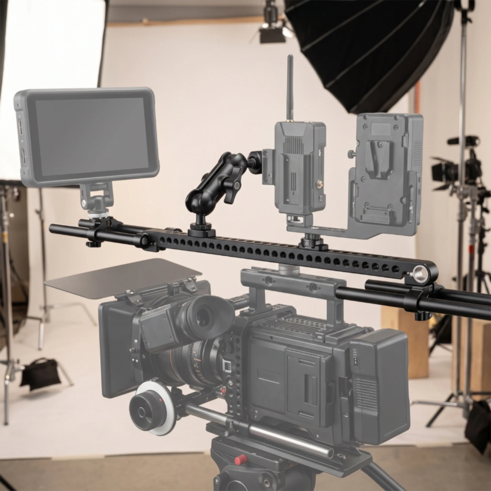 Perforated Extension Bar Configurable Camera Rigging Bar Hardware Sleek Rigid for Videographers, Studios