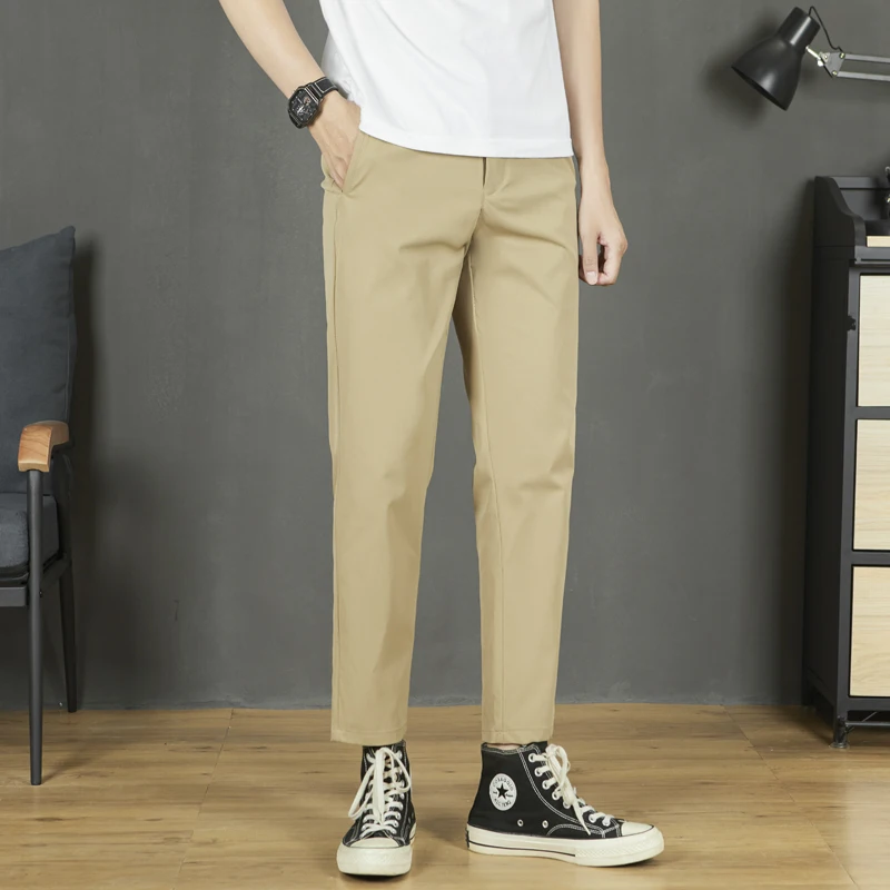 

2024 Summer New Suit Pants Men's Straight Leg Casual Small Feet Korean Edition Trendy Street Versatile Business cropped pants