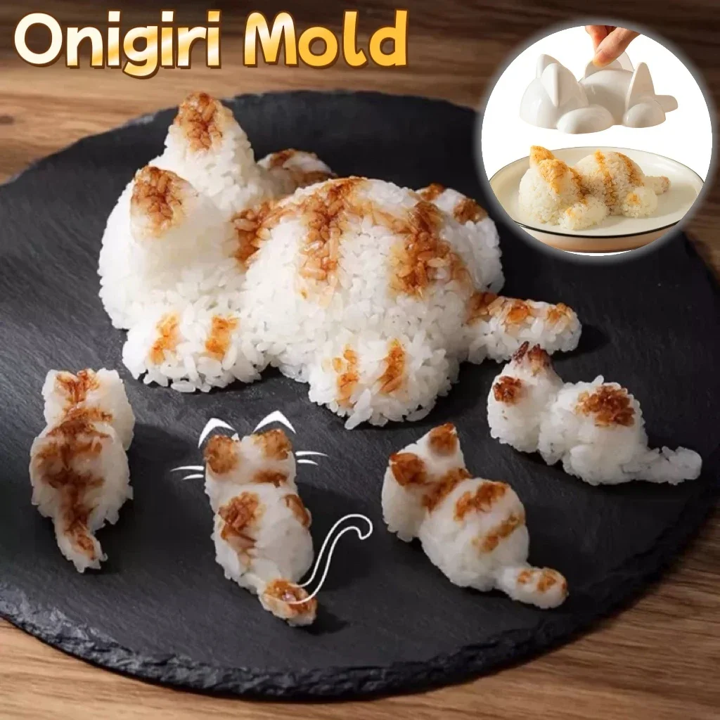 Cat Sushi Mold Rice Ball Mold Cartoon Cat Pattern Sushi Bento Nori Kitchen Rice Decor Kits Sandwich Maker Mold Kitchen Gadgets