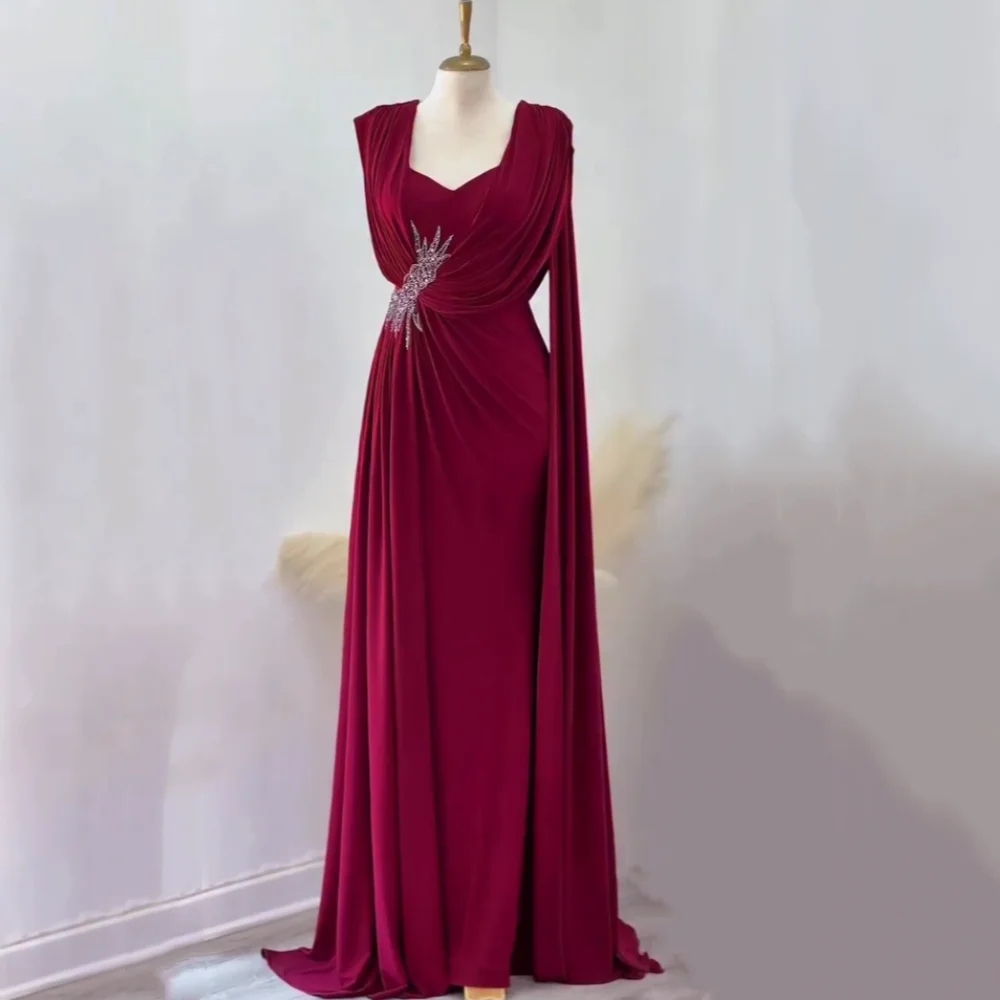 

Customized Jersey Draped Sequined V-neck A-line Long Dresses Women Luxury Evening Bespoke Occasion Exquisite High Quality
