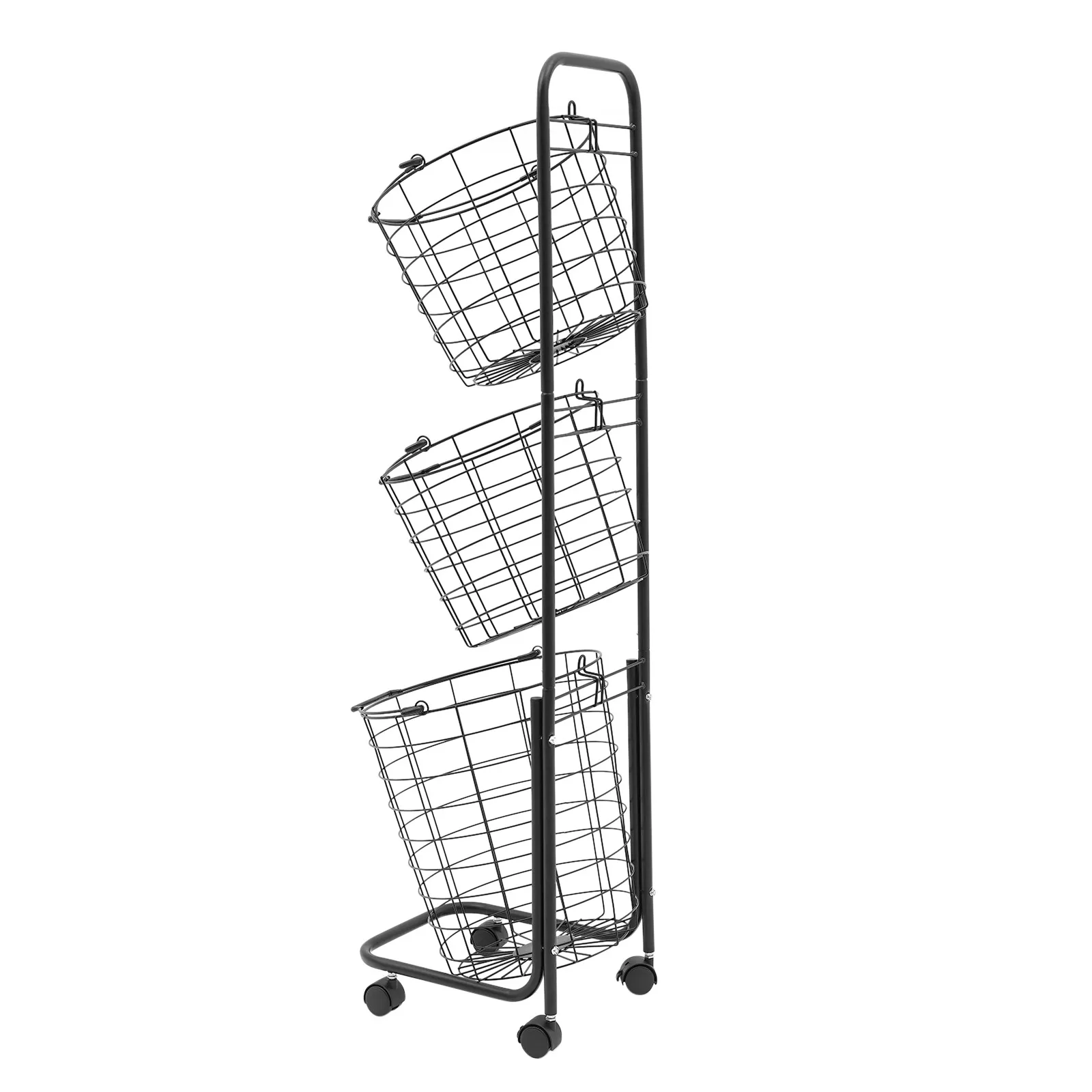 

Laundry Basket on Wheels, 3 Tier Large Laundry Hampers,10.4 * 13 * 48.4inch Clothing Sorting Laundry Baskets, Metal Sorter Storage Trolley shelf basket with wheels, fits for Bathrooms Bedrooms
