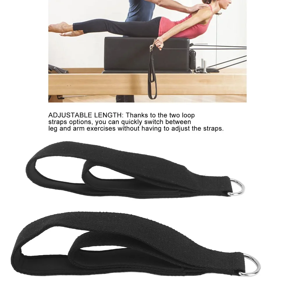 2PCS Durable Anti Slip Pilates Double Loop Straps Soft Padded D-Ring Pilates Straps Fitness Exercise Straps Yoga Exercise