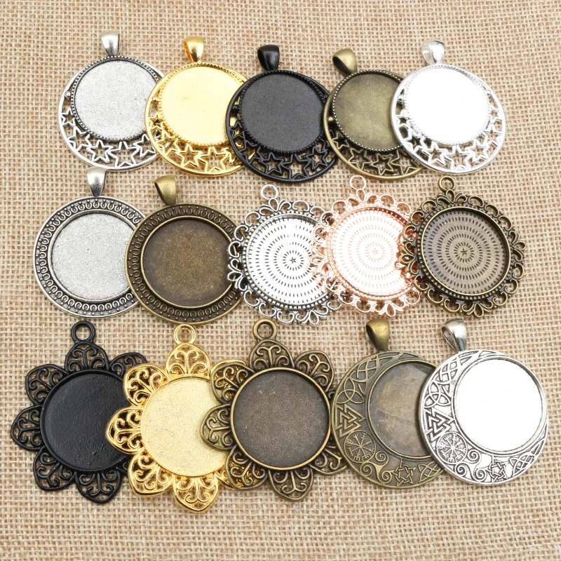 High Quality 5pcs 25mm Inner Size 6 Colors plated  Cameo Base Setting Stars Style Pendant