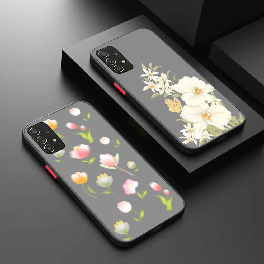 Pretty Stylish Little Floral Matte Phone Case For Samsung GALAXY A02 M02 F02 A01 A03 A04 A04E A10 A11 M11 A12 A11K A5 A13 S 5G