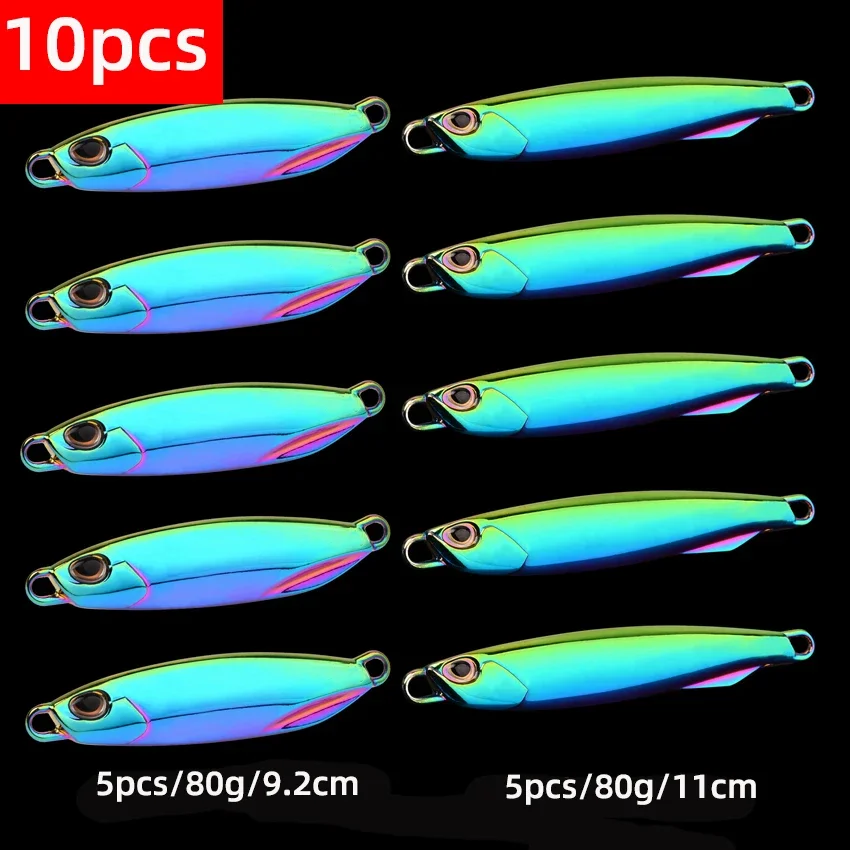 

10pcs Silver Multicolour Sea Fishing Bait 7g 10g 15g 20g 30g 40g 60g 80g Jigging Lure Metal Fishing Lure Saltwater Lure