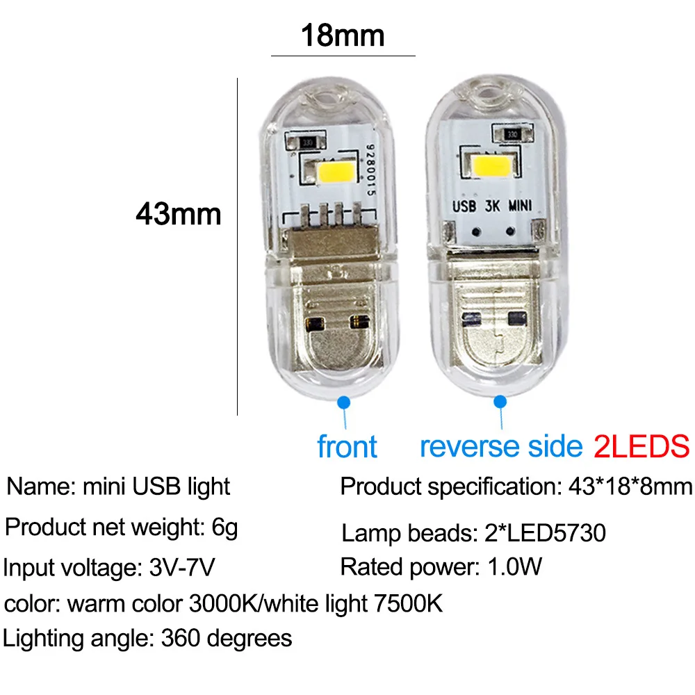 Portable LED Lights USB Night Light  DC5V 1.5W Mini Book Lamps Eye Protection Reading Light Flashlight Camping emergency light