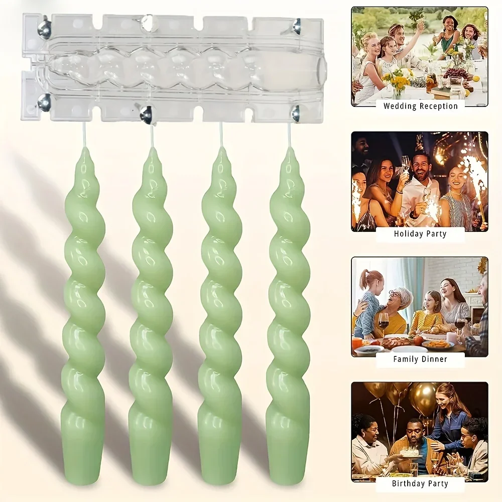 Twisted Stripe Column Acrylic Candle Mold DIY Making Tool Smooth Long Strip Wave Spiral Pillar Candles Gifts Wedding Home Decor