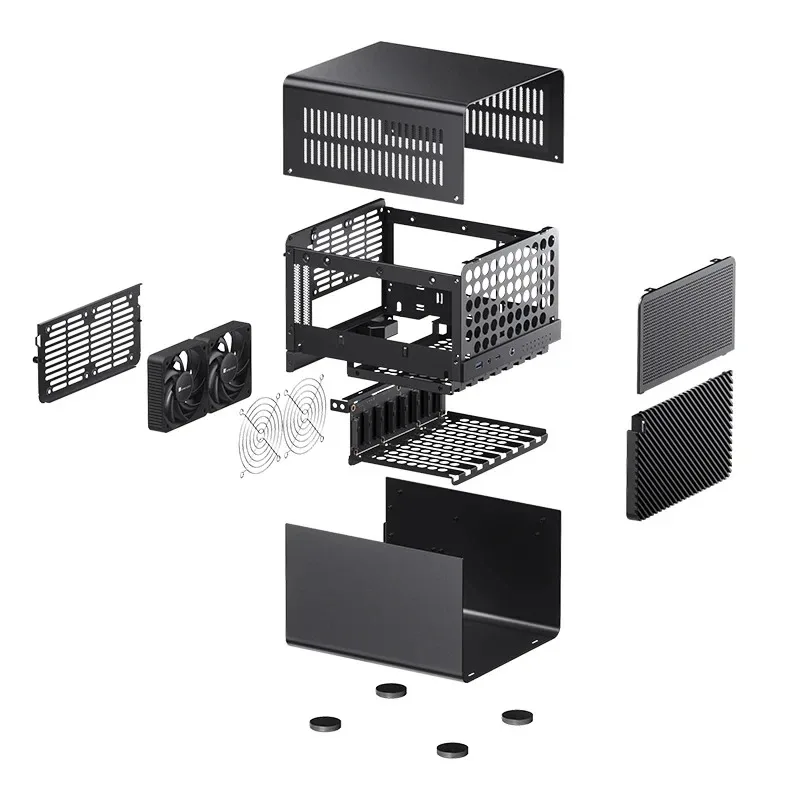 JONSBO N3 Mini Case All-In-One Aluminum ITX Chassis 8Hard Disk NAS Office Desktop Mini Chassis PC Case with 100mm Cooling Fan