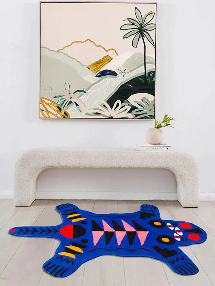 VIKAMA Crocodile Shape Bedroom Rug Cute Home Decoration Mat Living Room Sofa End Table Mat Non-Slip Insulation Indoor Area Rug