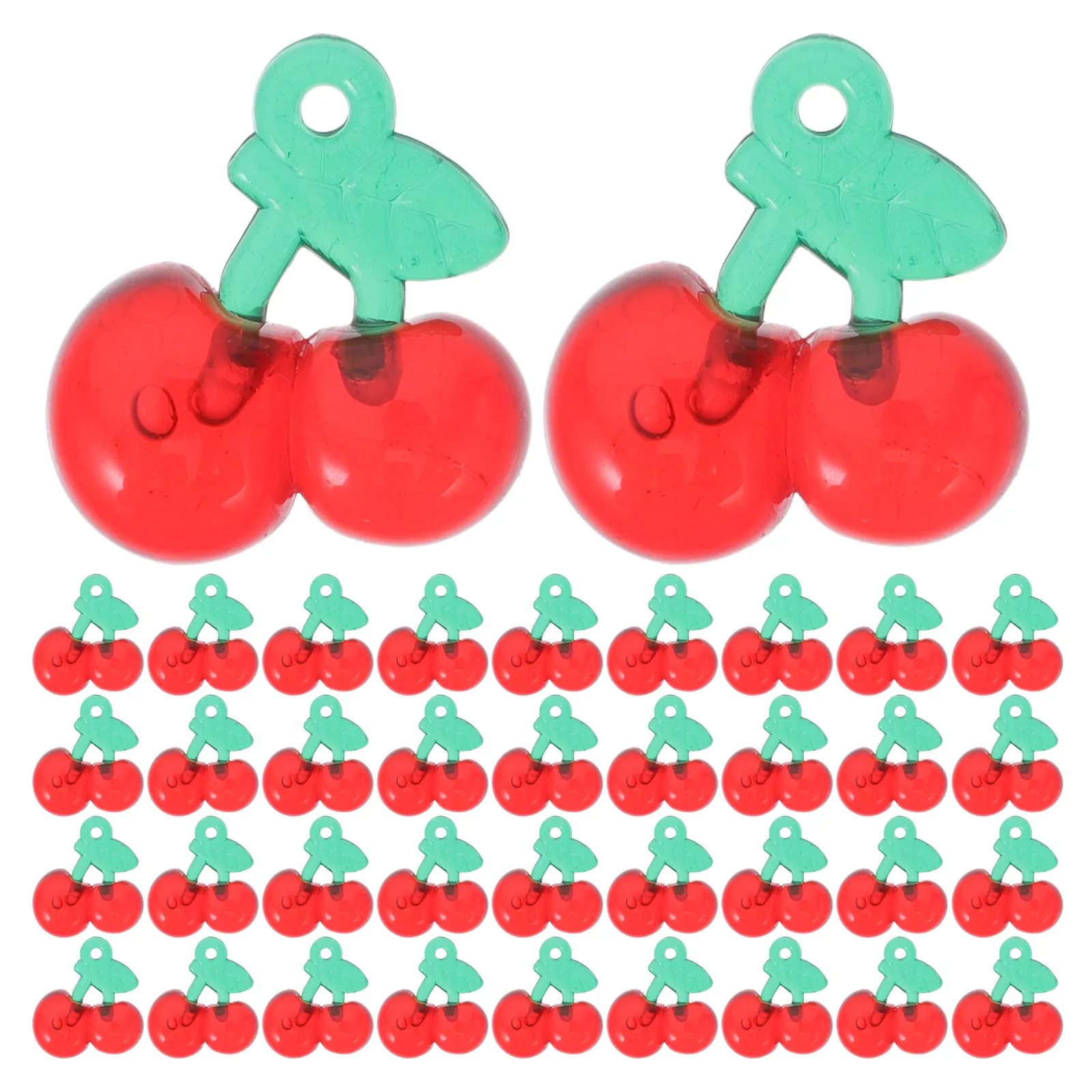 100Pcs Red Cherry Resin Charms Pendants DIY Jewelry Making Beads Bracelets Necklaces Earrings Accessories Decorations