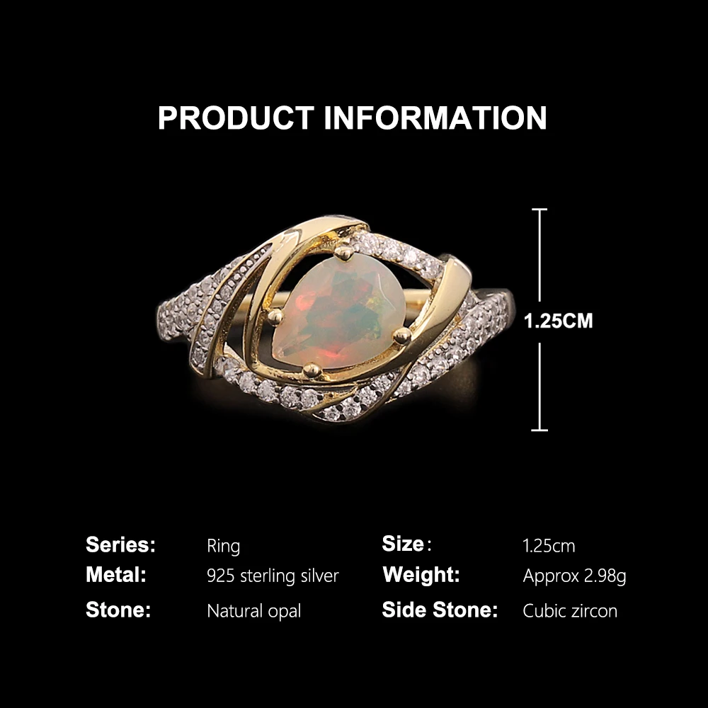2026,Elegant natural Colorful Opal women's ring pe 6*8 October Birthstone 925 sterling silver fine jewelry for valentines gifts - view 5