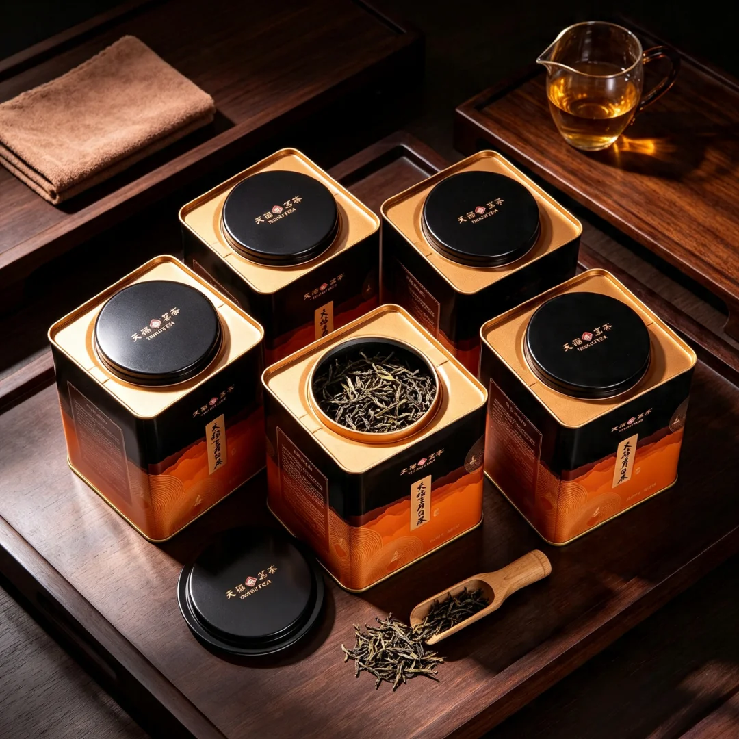 High-end Customized Famous Tea Da Hong Pao Iron Tie Kuan Yin Horseshoe Mouth Iron Box Jasmine Blacktea Sealed Box 500g