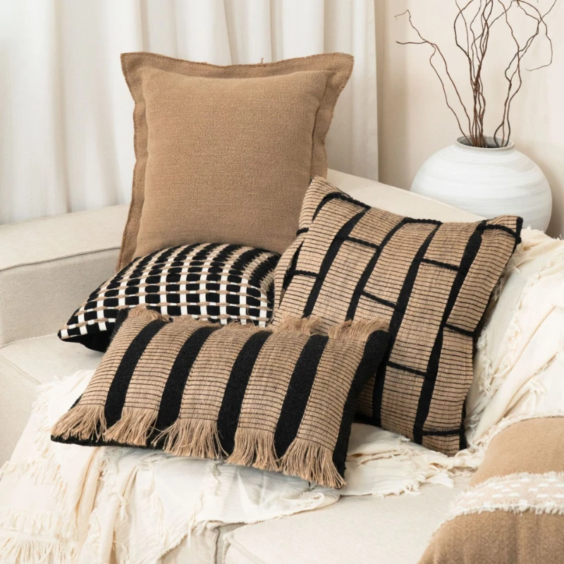 Luxury Mid Century Brown Woven Pillow Cover Home Decor Throw Pillow Case for Living Room Sofa Bedroom Hotel Coffee Shop