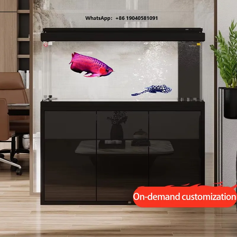 New Ultra-Clear Modern Luxury Glass Arowana Fish Tank Smart Touch Control Cabinet Aquarium LED Light Bottom Filtration System